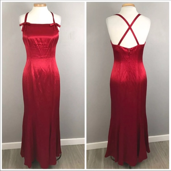 Vintage Dresses & Skirts - Stunning Vintage Red Silk Formal 90’s Dress